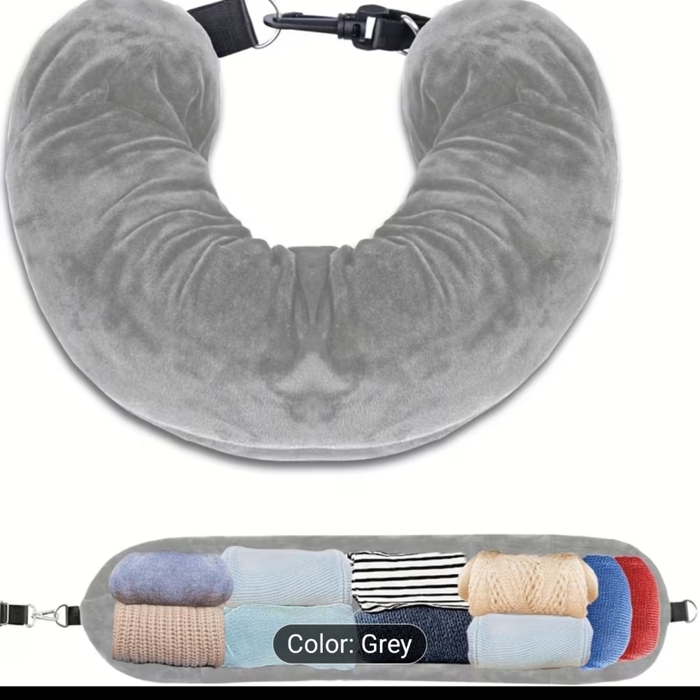 Travel Pillow Doubles As A Luggage Pouch Grey Brand New Unused Crossbody As Well
